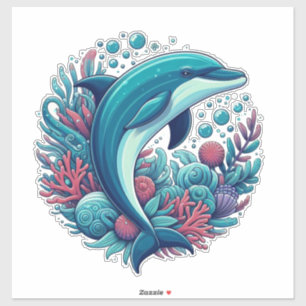 Schattigee, kust/nautische dolfijn sticker