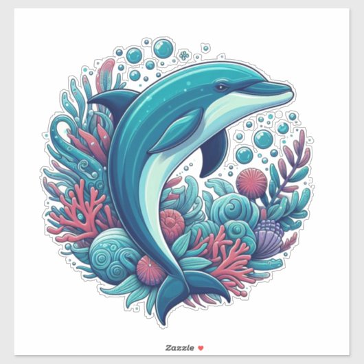 Schattigee, kust/nautische dolfijn sticker (Vel)