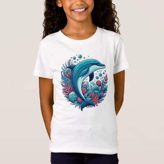 Schattigee, kust/nautische dolfijn t-shirt (Voorkant)