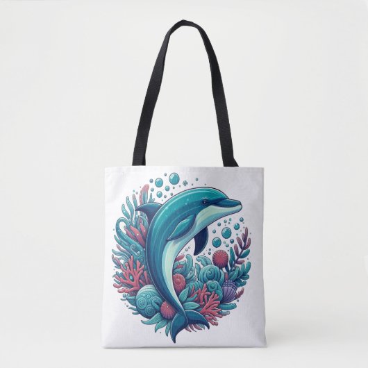 Schattigee, kust/nautische dolfijn tote bag (Voorkant)