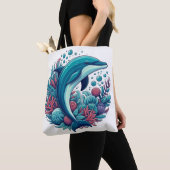 Schattigee, kust/nautische dolfijn tote bag (Dichtbij)