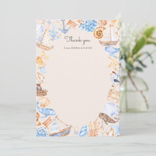 Schattigee kustboten en Zeeen Bedankkaart (Staand voorkant)