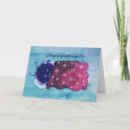 Schattigee kwaadaardige bug houdt ervan om slaperi kaart (Voorkant)