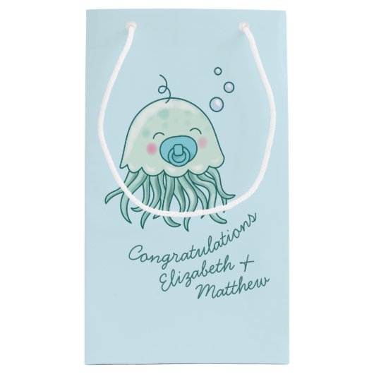 Schattigee kwal Baby shower Kawaii Blue Boy Klein Cadeauzakje (Achterkant)