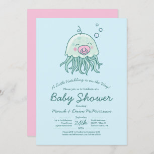Schattigee kwal Baby shower Kawaii Pink Girl Kaart