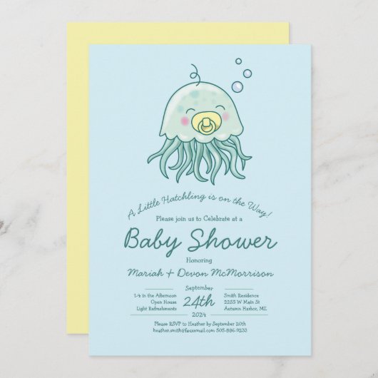 Schattigee kwal Baby shower kawaii uitnodiging (Voorkant / Achterkant)