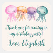 Schattigee kwal onder het Zee Verjaardag Dank u Vierkante Sticker (Voorkant)