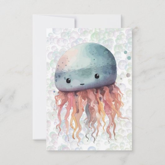 Schattigee Kwallen Bubbles Neutraal Baby shower ui Bedankkaart (Achterkant)