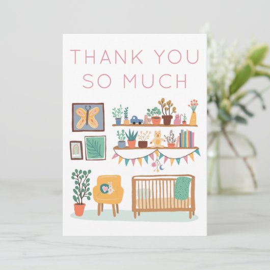 Schattigee Kwekerij BABY SHOWER CADEAUS Bedankkaart (Staand voorkant)