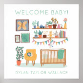 Schattigee Kwekerij Illustratie AANGEPASTE BABY NA Poster (Voorkant)