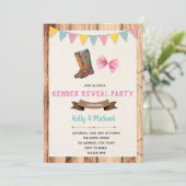 Schattigee laarzen of bogen onthullen genderuitnod kaart (Staand voorkant)