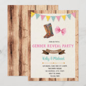 Schattigee laarzen of bogen onthullen genderuitnod kaart (Voorkant / Achterkant)