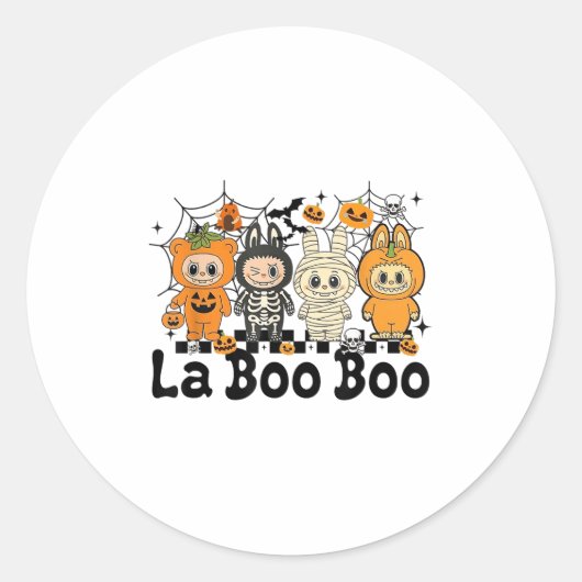 Schattigee Laboo Boo Ghost Halloween voor volwasse Ronde Sticker (Voorkant)