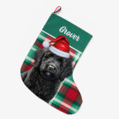 Schattigee Labradoodle Holiday Plaid Gepersonalise Grote Kerstsok (Voorkant (Hangend))