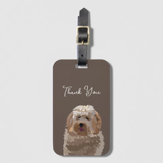 Schattigee labradoodle hond gepersonaliseerd bagagelabel (Voorkant (verticaal))