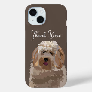 Schattigee labradoodle hond gepersonaliseerd iPhone 15 case