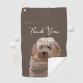 Schattigee labradoodle hond gepersonaliseerd golfhanddoek (Insitu)