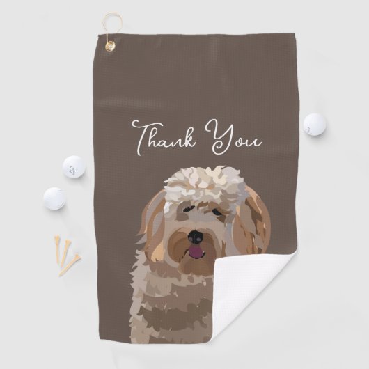 Schattigee labradoodle hond gepersonaliseerd golfhanddoek (Insitu)