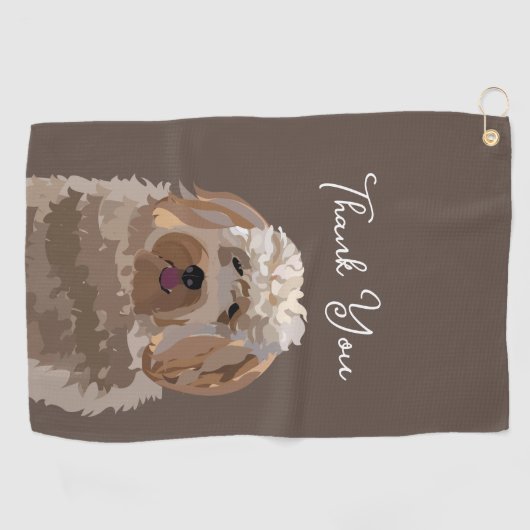 Schattigee labradoodle hond gepersonaliseerd golfhanddoek (Horizontaal)