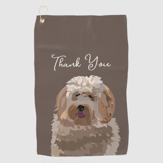 Schattigee labradoodle hond gepersonaliseerd golfhanddoek (Voorkant)