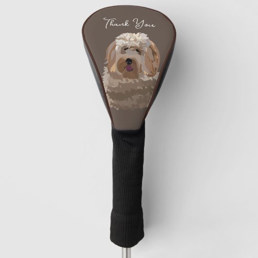 Schattigee labradoodle hond gepersonaliseerd golfheadcover (Voorkant)