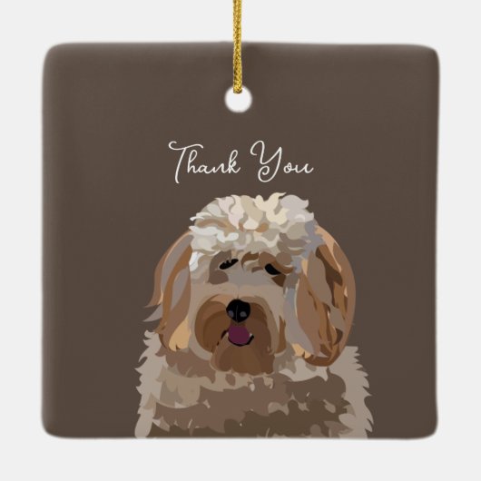 Schattigee labradoodle hond gepersonaliseerd keramisch ornament (Achterkant)