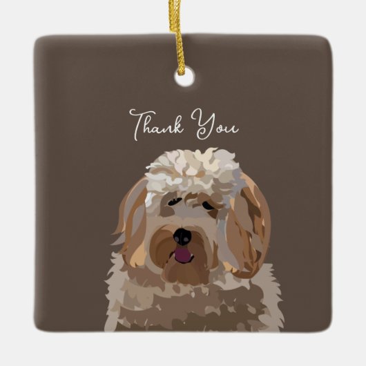 Schattigee labradoodle hond gepersonaliseerd keramisch ornament (Voorkant)