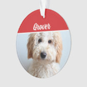 Schattigee Labradoodle Hond Vakantie Kerstfoto Ornament (voorkant)