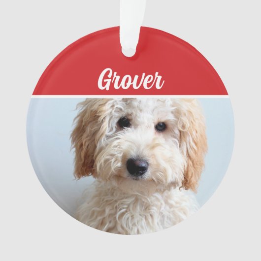 Schattigee Labradoodle Hond Vakantie Kerstfoto Ornament (voorkant)