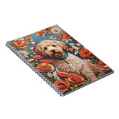 Schattigee labradoodle madeliefje en papaverbloem notitieboek (Rechterzijde)