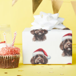 Schattigee Labradoodle met Santa Hat Cadeaupapier