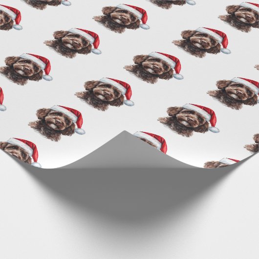 Schattigee Labradoodle met Santa Hat Cadeaupapier (Hoek)