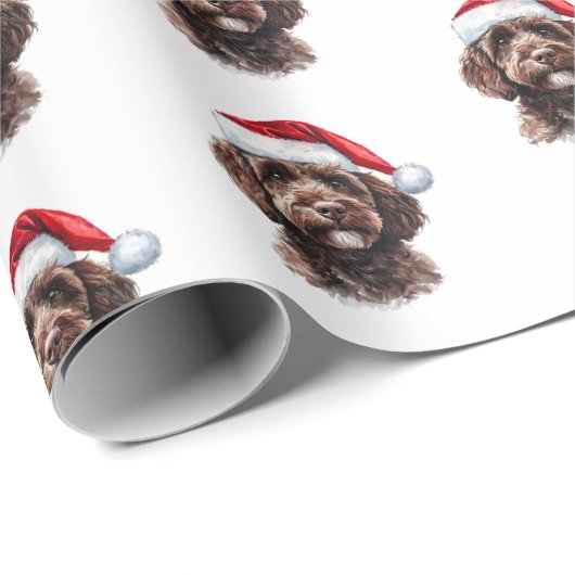 Schattigee Labradoodle met Santa Hat Cadeaupapier (Rol Hoek)