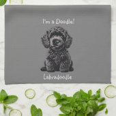 Schattigee Labradoodle Puppy - Ik ben een Doodle! Theedoek (Gevouwen)