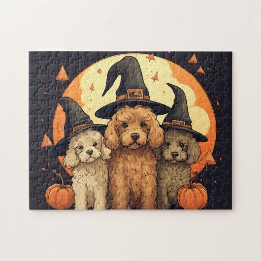 Schattigee labradoodles hond/halloween legpuzzel (Horizontaal)