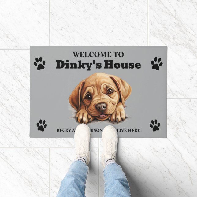 Schattigee Labrador Bulldog Foto Deurmat (Binnen)