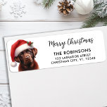 Schattigee Labrador Christmas Santa Dog Retouradre Etiket<br><div class="desc">Chocolate Labrador Retriever Christmas Return Adreslabels Verspreid feestvreugde met onze heerlijke Chocolate Labrador Retriever Christmas Return Adreslabels! Perfect voor Labrador-liefhebbers, deze labels voegen een vleugje feestelijke charme toe aan uw vakantie-correspondentie. Elk label heeft een schattige Chocolate Labrador Retriever die de feestelijke sfeer en de lieflijke natuur van het ras vastlegt....</div>