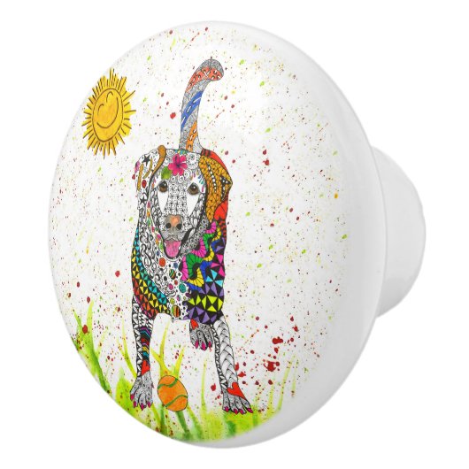 Schattigee Labrador Retriever Deurknop - Keramisch Keramische Knop (Rechts)