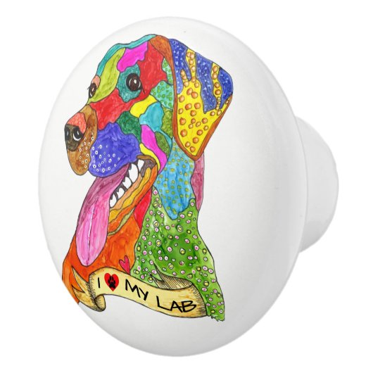 Schattigee Labrador Retriever Deurknop - Keramisch Keramische Knop (Rechts)