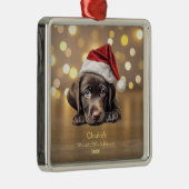 Schattigee Labrador Retriever Dog Santa Hat Christ Metalen Ornament (Rechts)