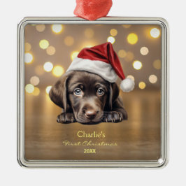 Schattigee Labrador Retriever Dog Santa Hat Christ Metalen Ornament