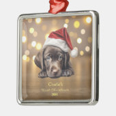 Schattigee Labrador Retriever Dog Santa Hat Christ Metalen Ornament (Links)