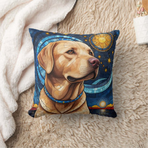 Schattigee Labrador Retriever Glas in lood Sky Sun Kussen