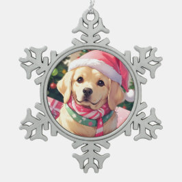 Schattigee Labrador Retriever met pastel pet & sja Tin Sneeuwvlok Ornament