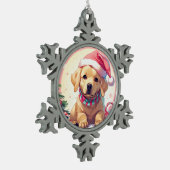 Schattigee Labrador Retriever met pastel pet & sja Tin Sneeuwvlok Ornament (Links)