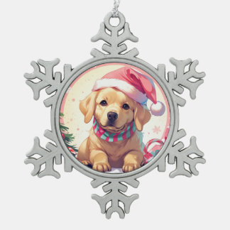 Schattigee Labrador Retriever met pastel pet & sja Tin Sneeuwvlok Ornament