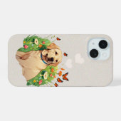 Schattigee Labrador Retriever met vlinders iPhone 15 Case (Achterkant horizontaal)