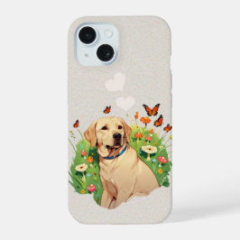 Schattigee Labrador Retriever met vlinders iPhone 15 Case