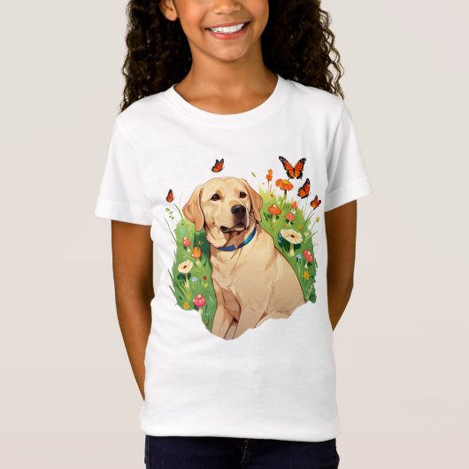 Schattigee Labrador Retriever met vlinders T-shirt (Voorkant)