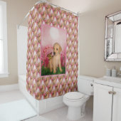 Schattigee Labrador Retriever Puppy Vlinderpatroon Douchegordijn (In situ)